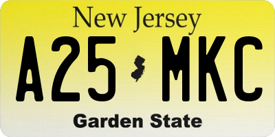 NJ license plate A25MKC