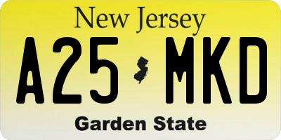 NJ license plate A25MKD