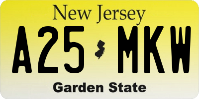 NJ license plate A25MKW