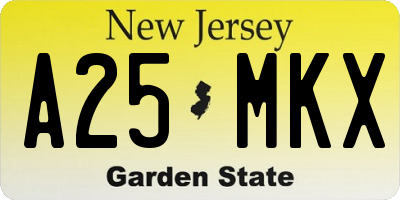 NJ license plate A25MKX