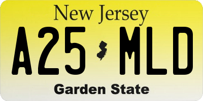 NJ license plate A25MLD