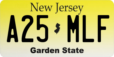 NJ license plate A25MLF