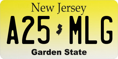 NJ license plate A25MLG