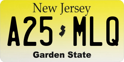 NJ license plate A25MLQ