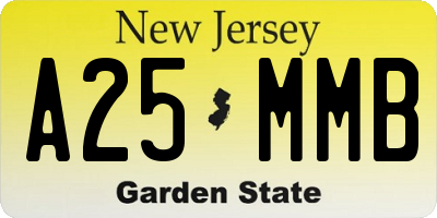 NJ license plate A25MMB