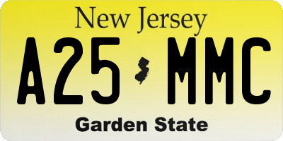 NJ license plate A25MMC