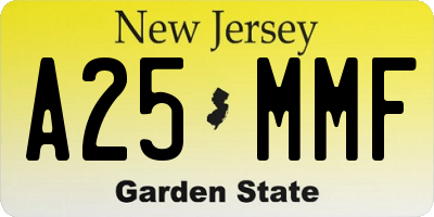 NJ license plate A25MMF