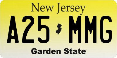 NJ license plate A25MMG