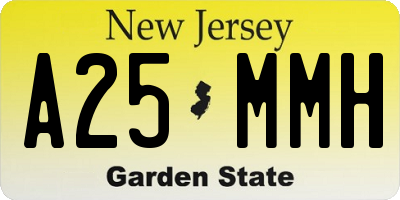NJ license plate A25MMH