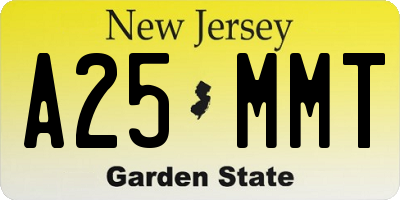 NJ license plate A25MMT