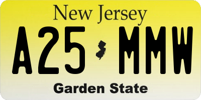 NJ license plate A25MMW