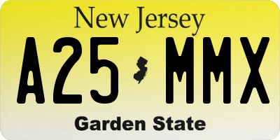 NJ license plate A25MMX