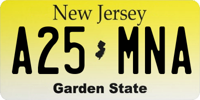 NJ license plate A25MNA