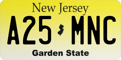 NJ license plate A25MNC