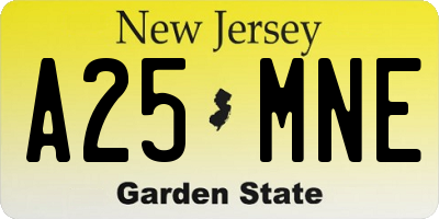 NJ license plate A25MNE
