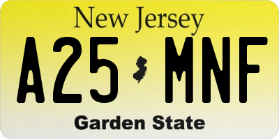 NJ license plate A25MNF