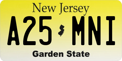 NJ license plate A25MNI