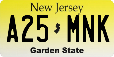 NJ license plate A25MNK