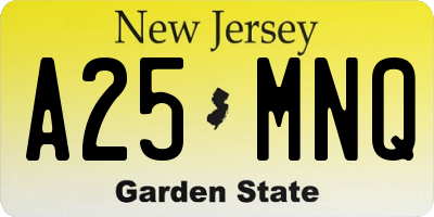 NJ license plate A25MNQ