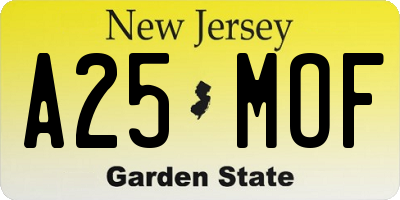 NJ license plate A25MOF