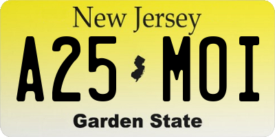 NJ license plate A25MOI