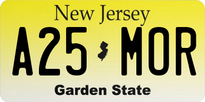 NJ license plate A25MOR