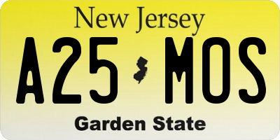 NJ license plate A25MOS