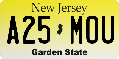 NJ license plate A25MOU
