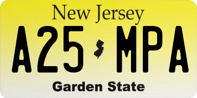 NJ license plate A25MPA