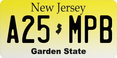 NJ license plate A25MPB