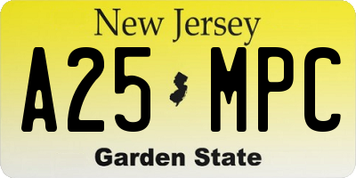 NJ license plate A25MPC