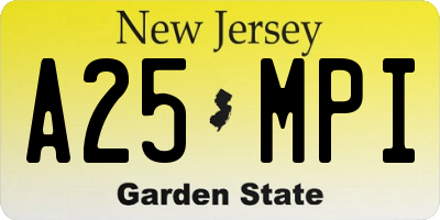 NJ license plate A25MPI