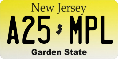 NJ license plate A25MPL