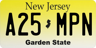 NJ license plate A25MPN