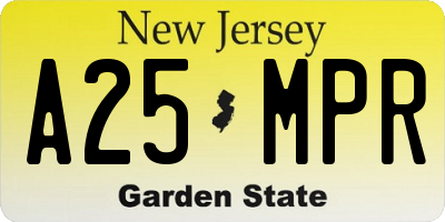 NJ license plate A25MPR
