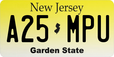 NJ license plate A25MPU