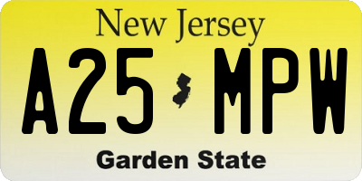 NJ license plate A25MPW