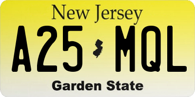 NJ license plate A25MQL