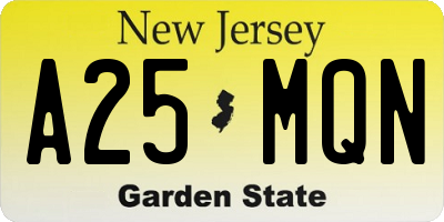 NJ license plate A25MQN