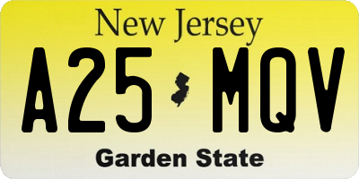 NJ license plate A25MQV