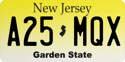 NJ license plate A25MQX