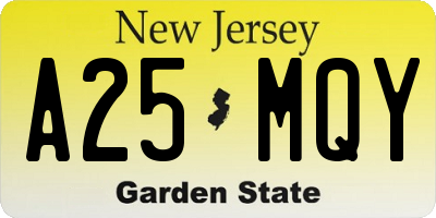 NJ license plate A25MQY
