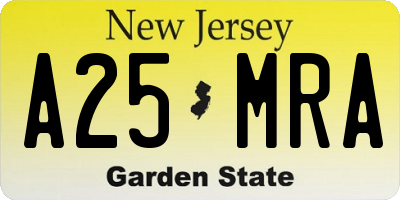 NJ license plate A25MRA