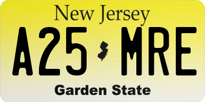 NJ license plate A25MRE