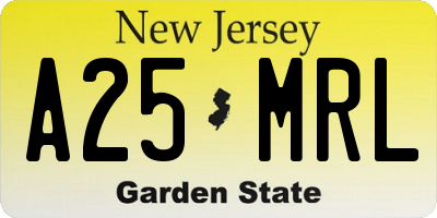 NJ license plate A25MRL