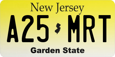 NJ license plate A25MRT
