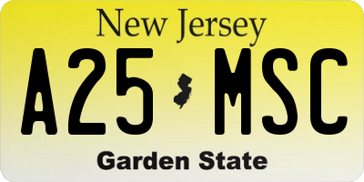 NJ license plate A25MSC