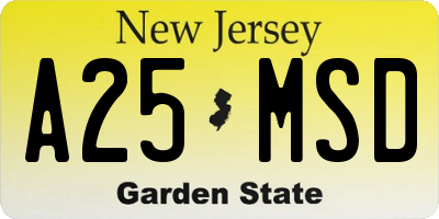 NJ license plate A25MSD