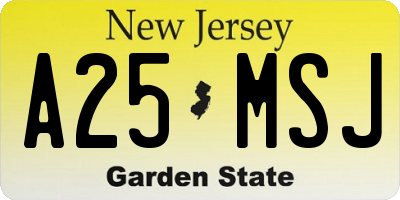 NJ license plate A25MSJ