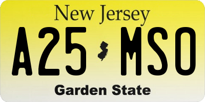 NJ license plate A25MSO